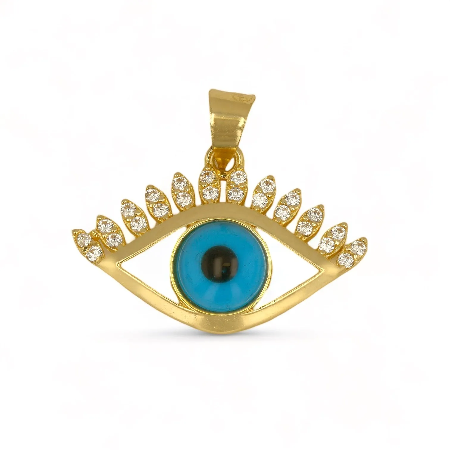 14K Yellow gold blue eye pendant-227215