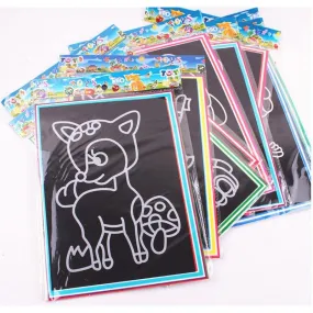 20pcs/Set Drawing Board Magic Scratch Art Child Painting Creative Cards Stickers Learning Education Toy Coloring Books For Kids