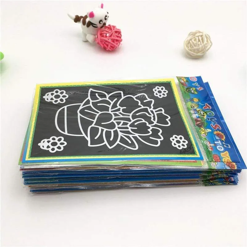 20pcs/Set Drawing Board Magic Scratch Art Child Painting Creative Cards Stickers Learning Education Toy Coloring Books For Kids