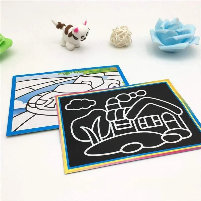 20pcs/Set Drawing Board Magic Scratch Art Child Painting Creative Cards Stickers Learning Education Toy Coloring Books For Kids