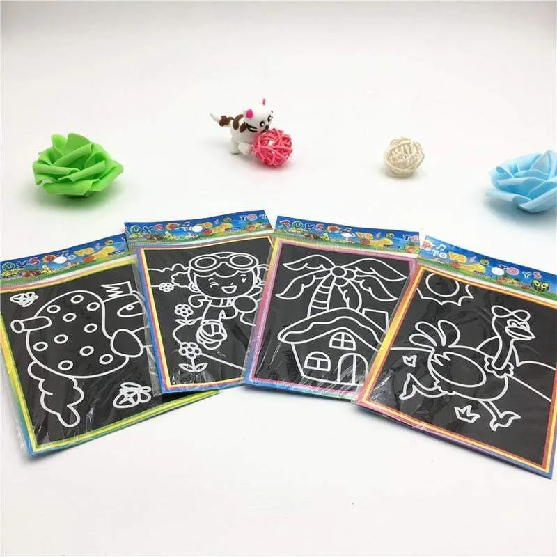 20pcs/Set Drawing Board Magic Scratch Art Child Painting Creative Cards Stickers Learning Education Toy Coloring Books For Kids