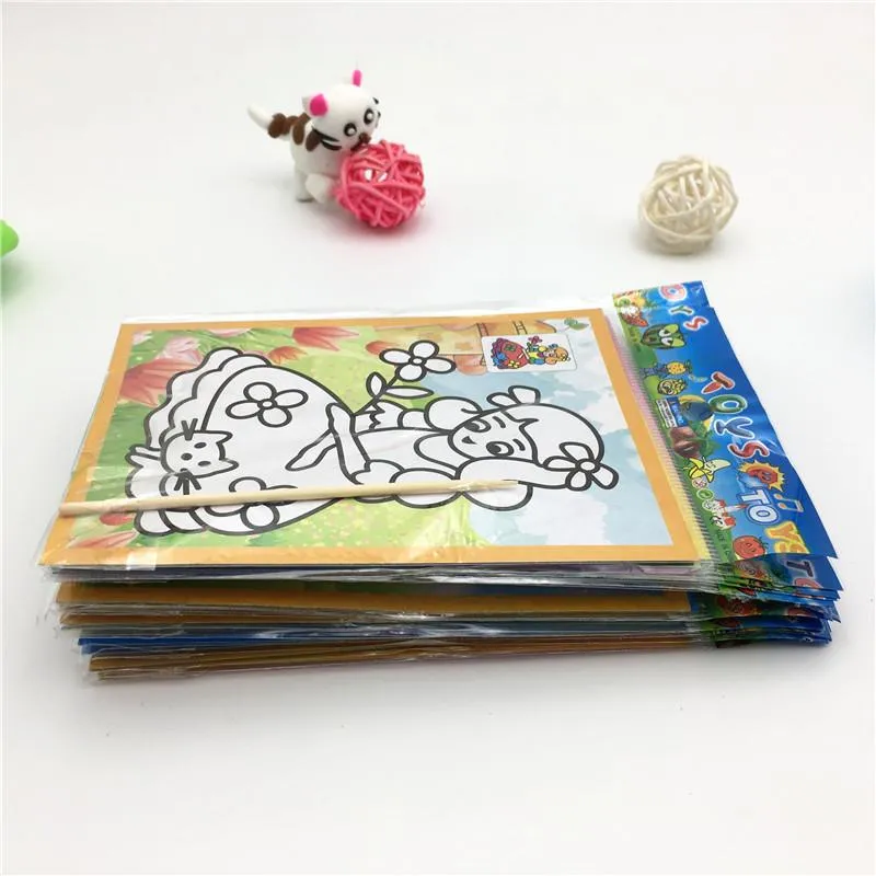 20pcs/Set Drawing Board Magic Scratch Art Child Painting Creative Cards Stickers Learning Education Toy Coloring Books For Kids