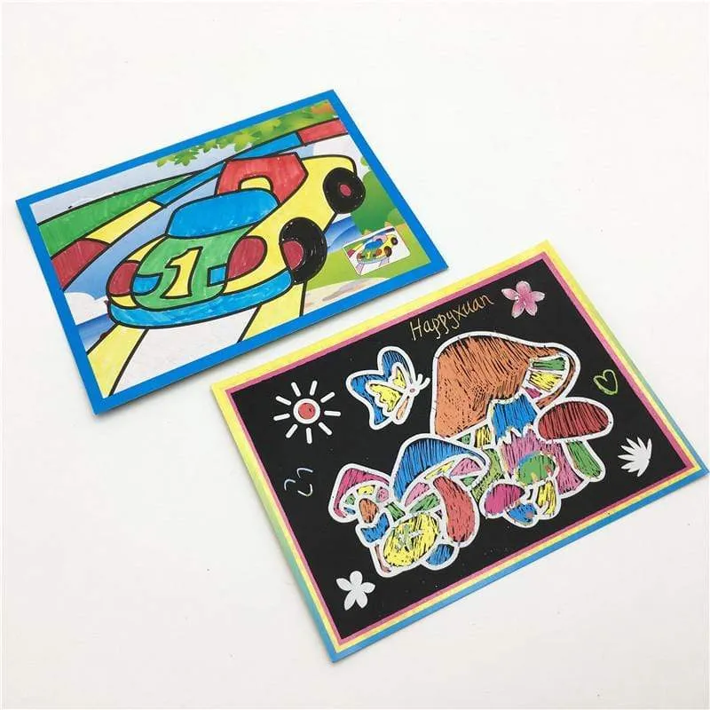 20pcs/Set Drawing Board Magic Scratch Art Child Painting Creative Cards Stickers Learning Education Toy Coloring Books For Kids