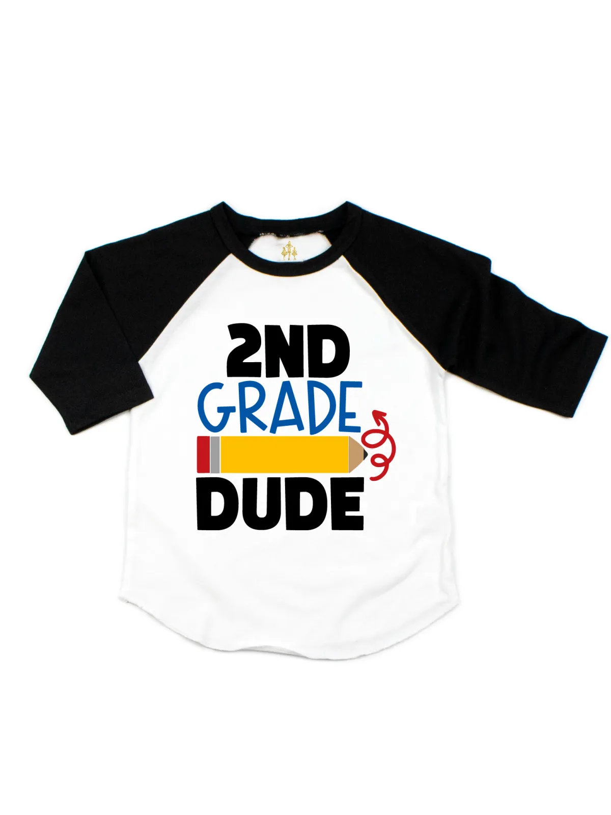 2nd Grade Dude Kids Raglan - White & Black - All Grades