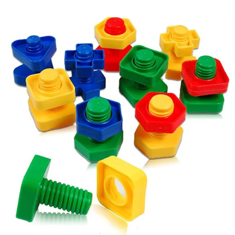 5 Set Screw building blocks plastic insert blocks nut shape toys for children Educational Toys montessori scale models