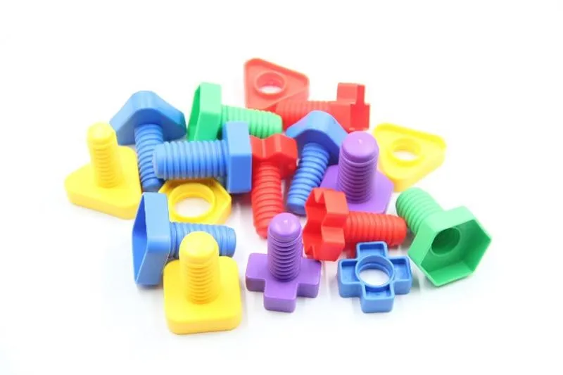 5 Set Screw building blocks plastic insert blocks nut shape toys for children Educational Toys montessori scale models