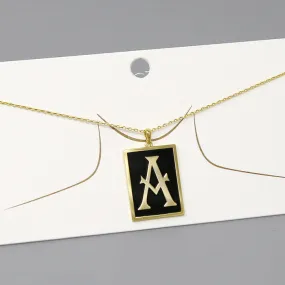 A Initial Card Pendant Gold Dipped Chain Necklace