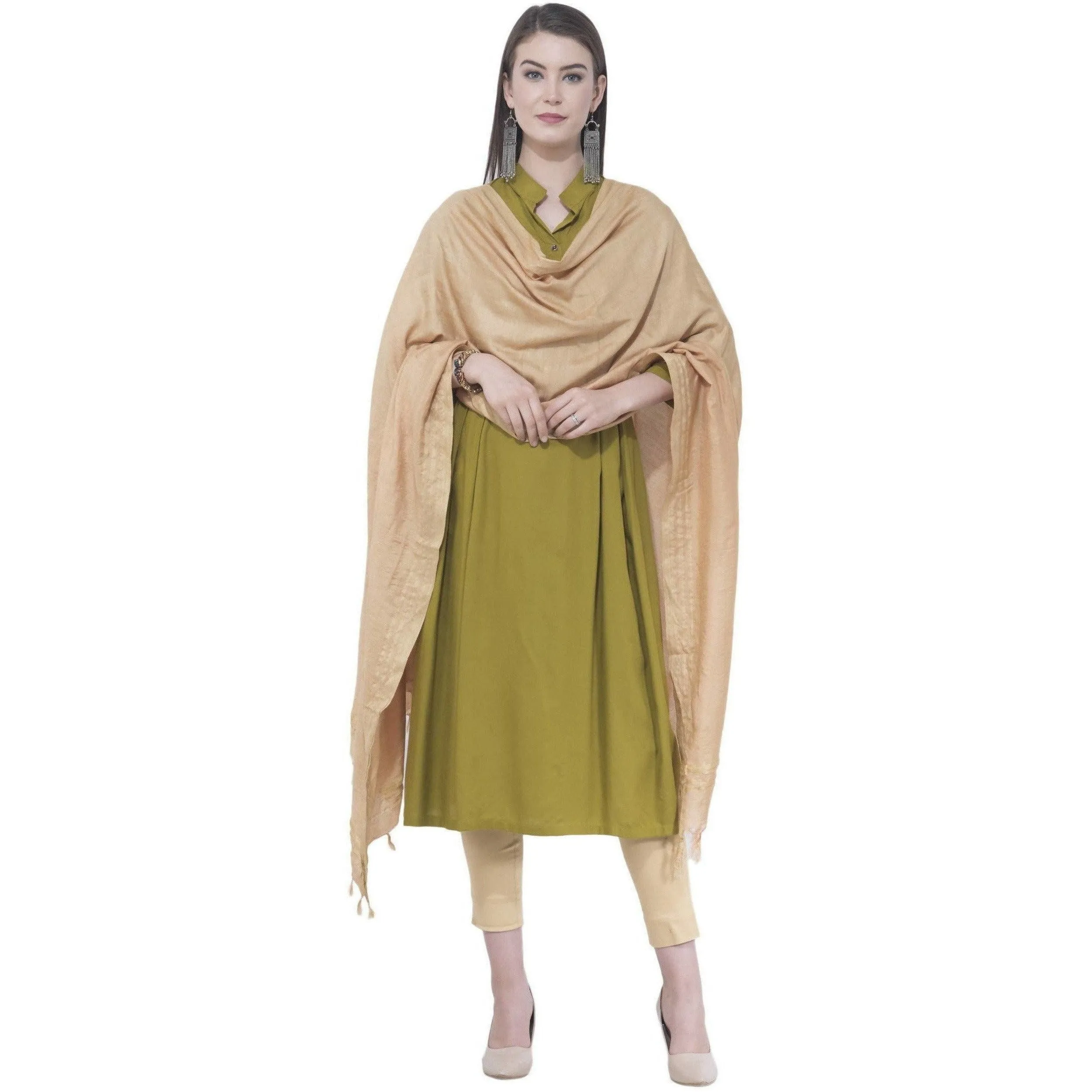 A R Silk Copper Color Golden border Cotton Dupattas and Chunnis