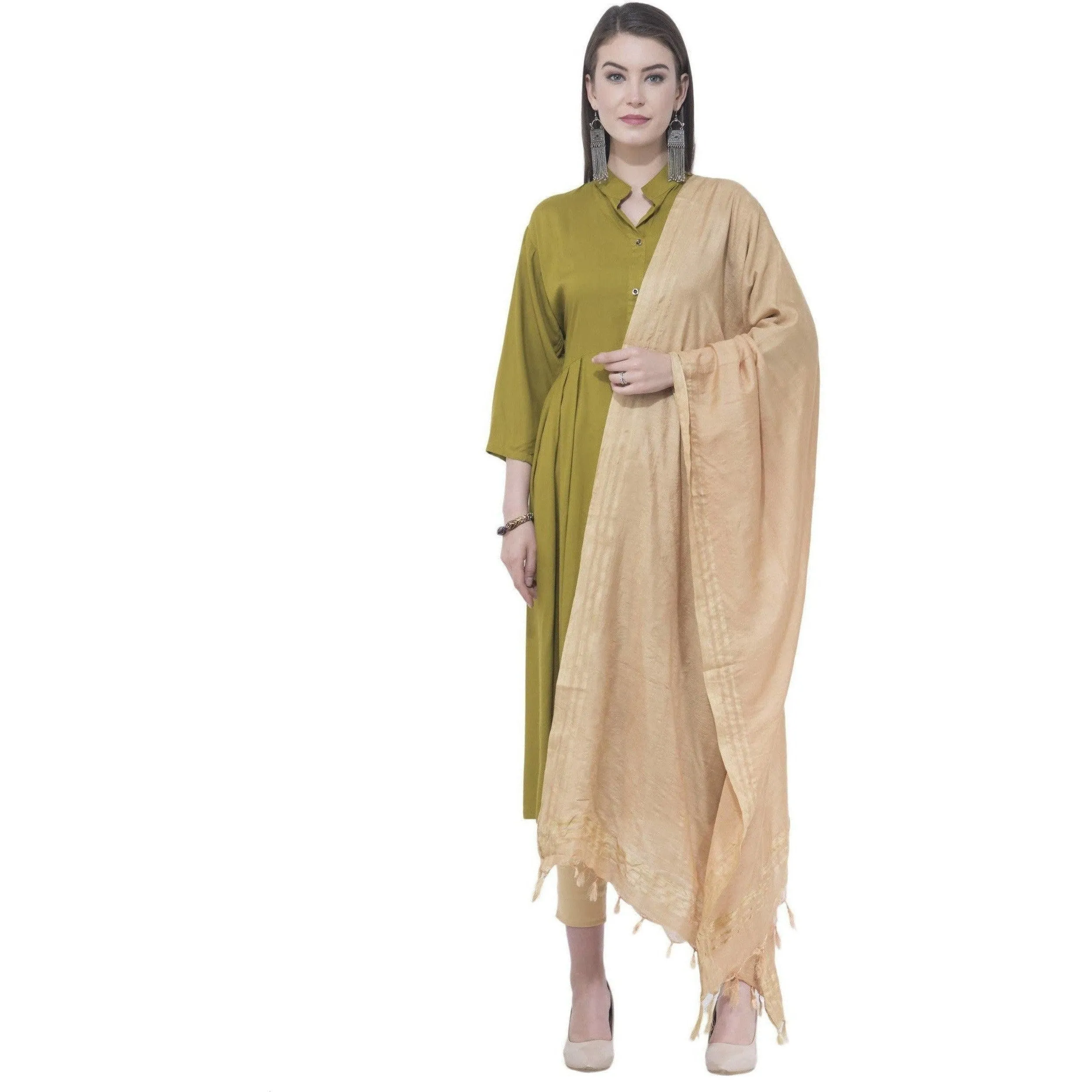 A R Silk Copper Color Golden border Cotton Dupattas and Chunnis