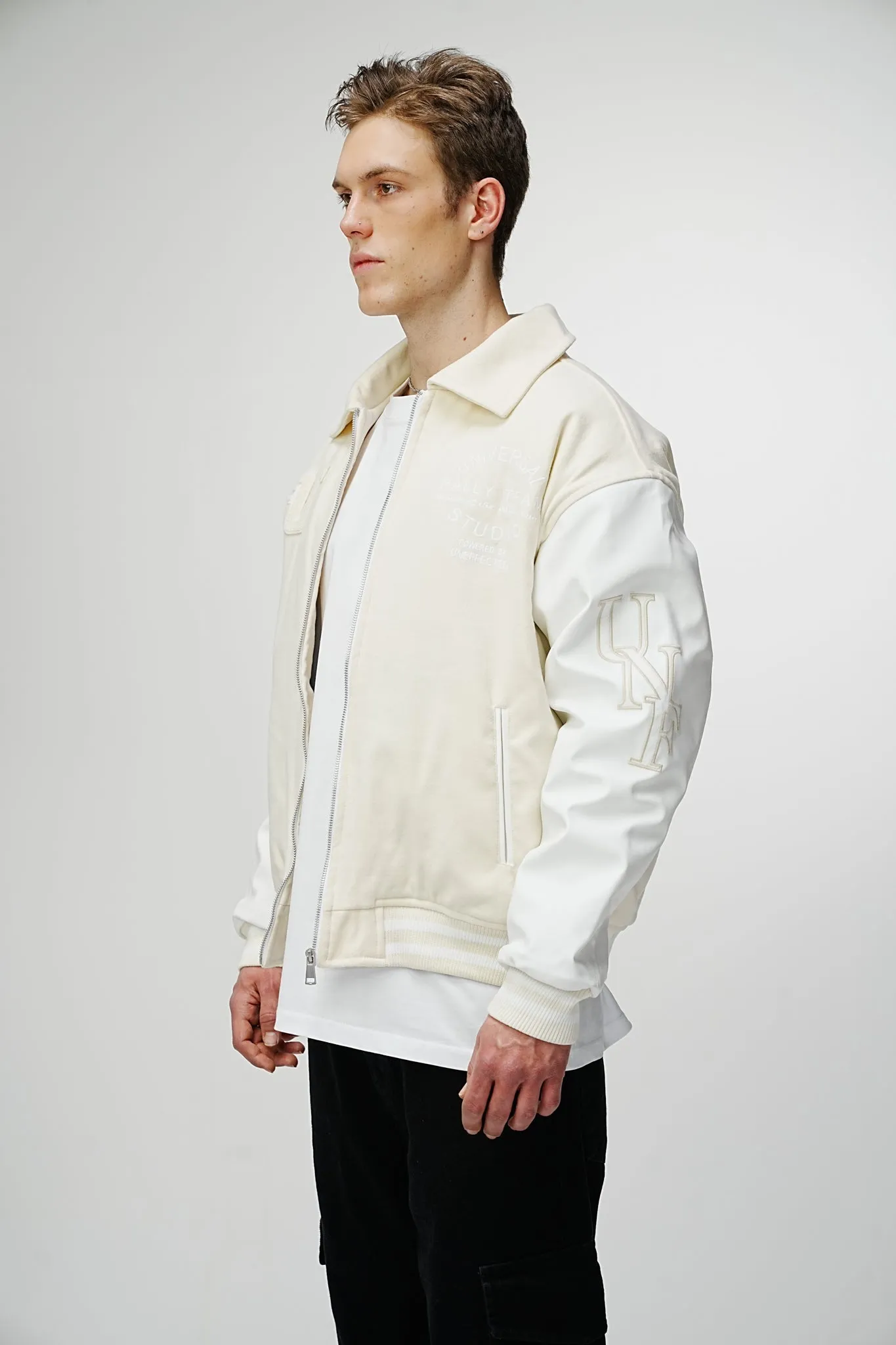 Airdrop Racer Varsity Jacket - Timeless Cream