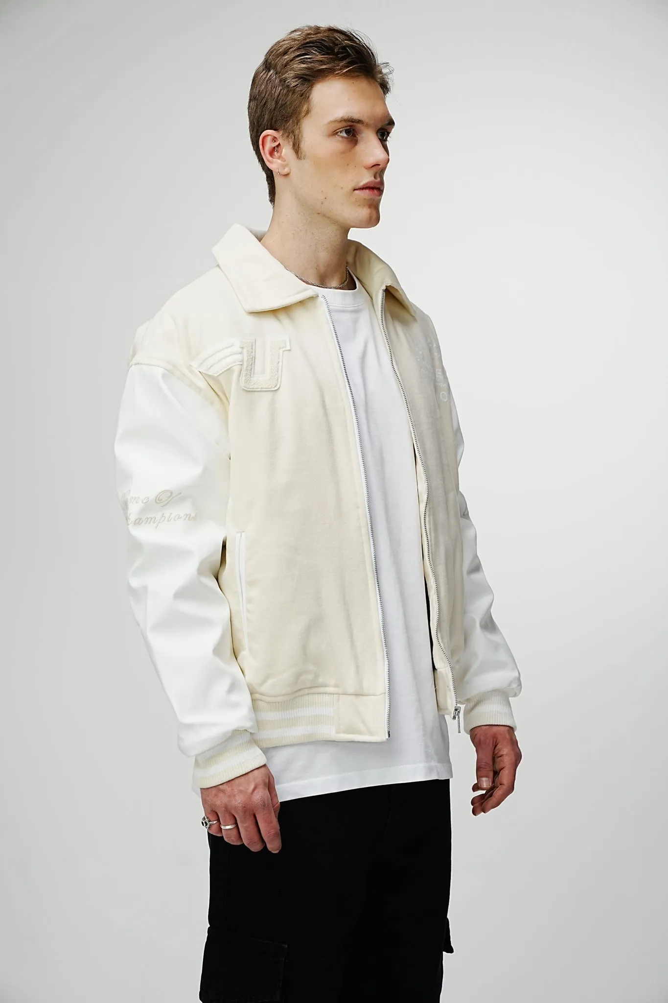 Airdrop Racer Varsity Jacket - Timeless Cream