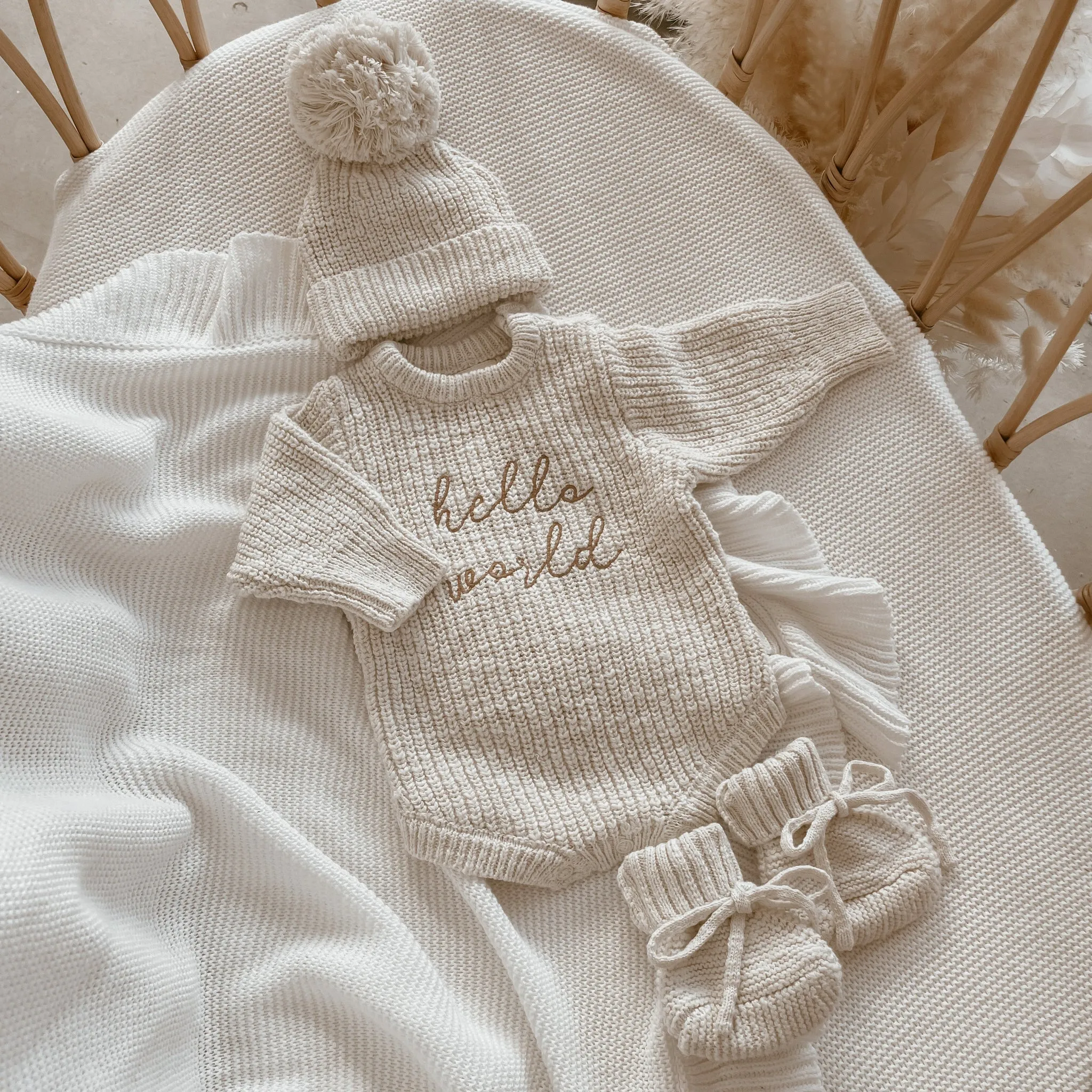 Announcement Bundle - 'Hello World' Chunky Knit Set