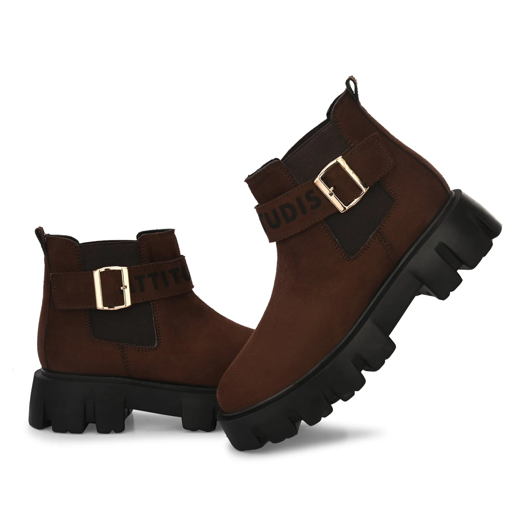 Attitudist Unisex Brown Mid Top High Heel Jodhpur Boots