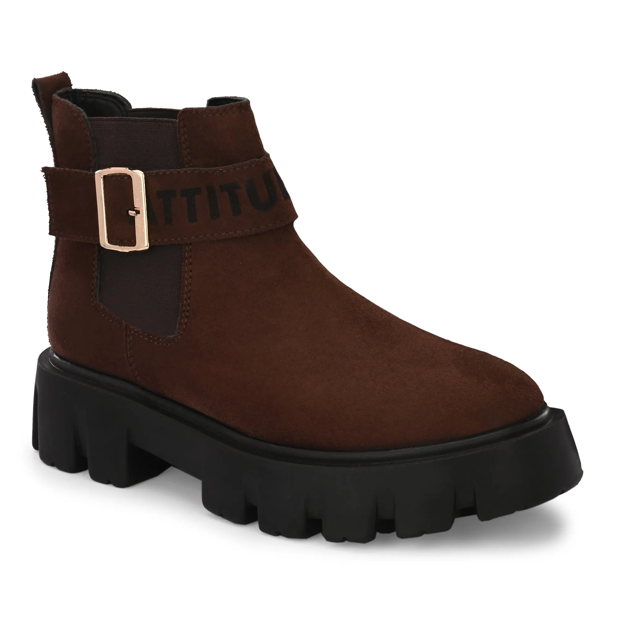 Attitudist Unisex Brown Mid Top High Heel Jodhpur Boots