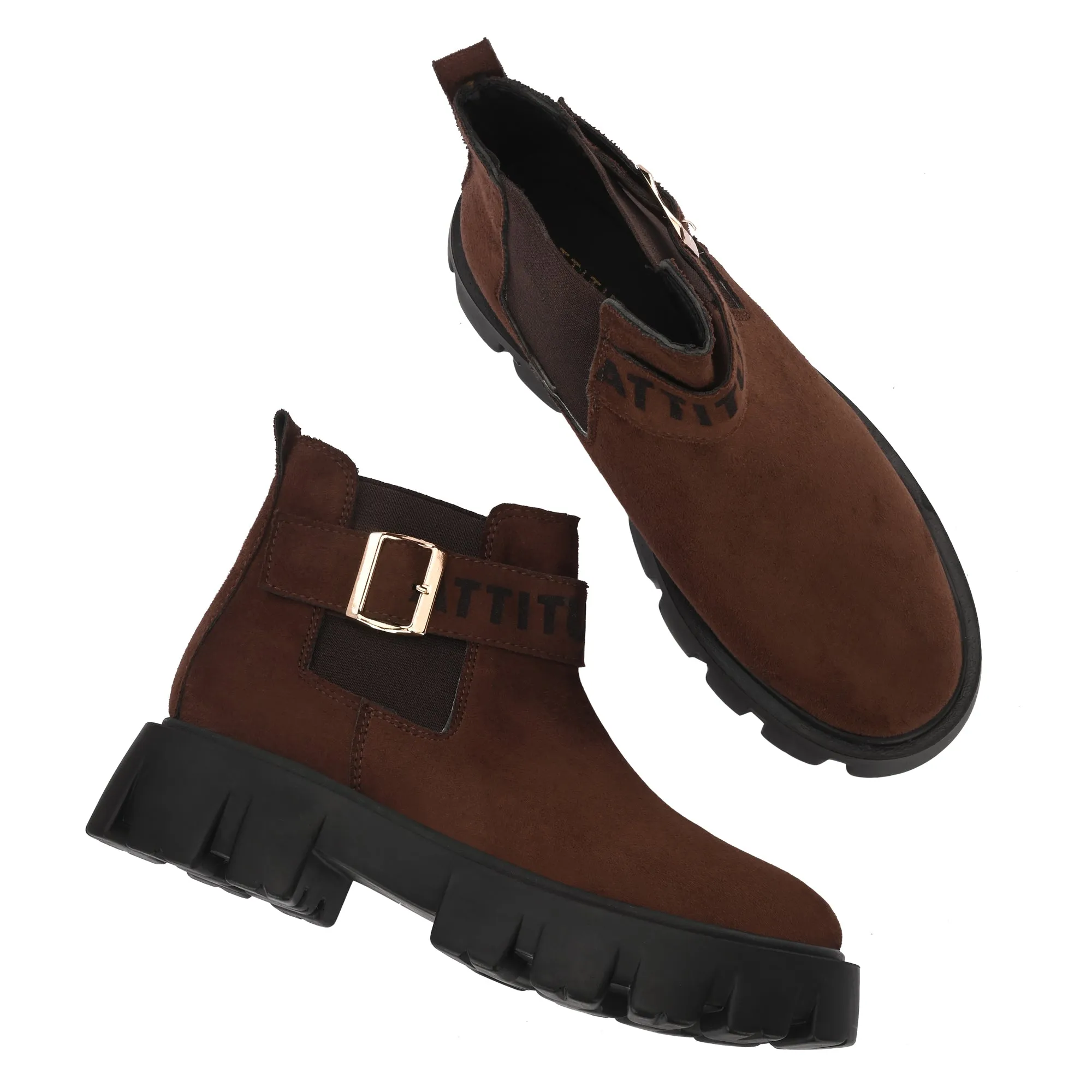 Attitudist Unisex Brown Mid Top High Heel Jodhpur Boots