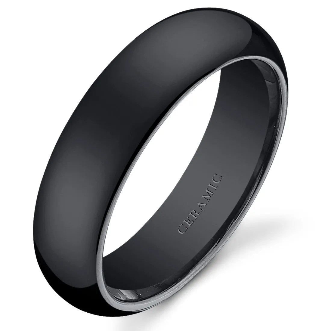 Black Ceramic unisex Band 6mm Size 5.5