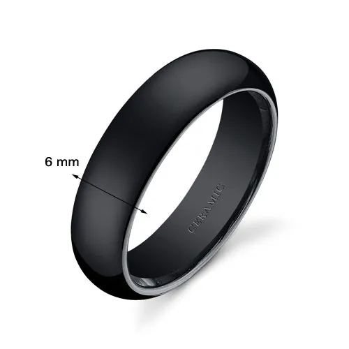 Black Ceramic unisex Band 6mm Size 5.5