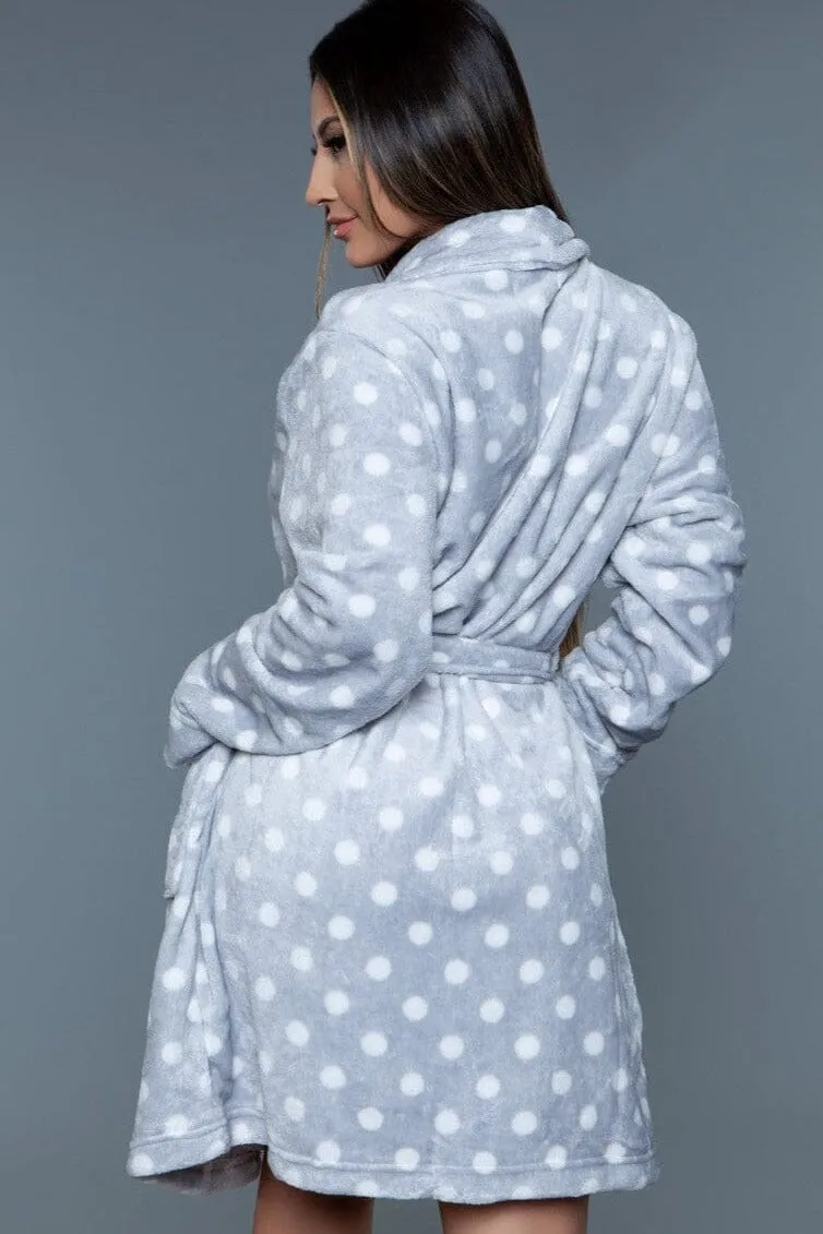 Blue Polka Dot Mid-Length Push Robe