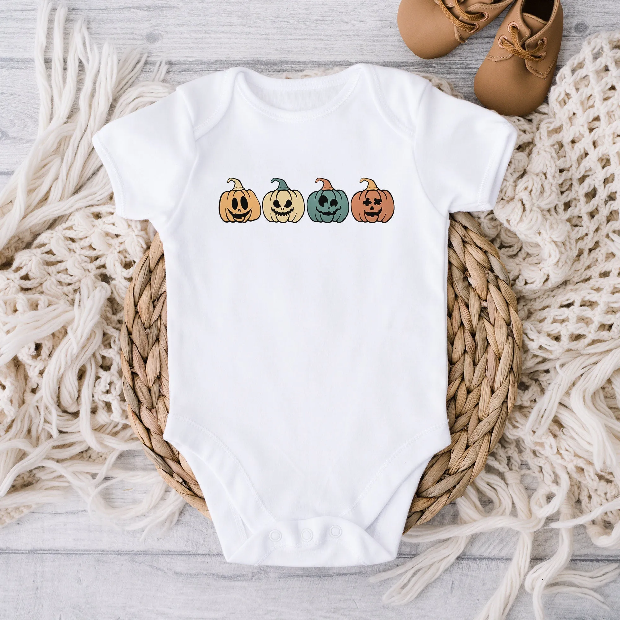 Boho Pumpkins Halloween Baby Bodysuit