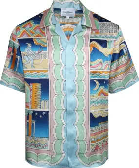 CASABLANCA Cuban Collar Short-Sleeve Shirt 'Collage'