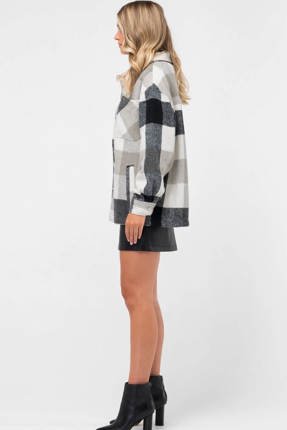 Chicago Plaid/checkered Shirt Jacket - Black/White