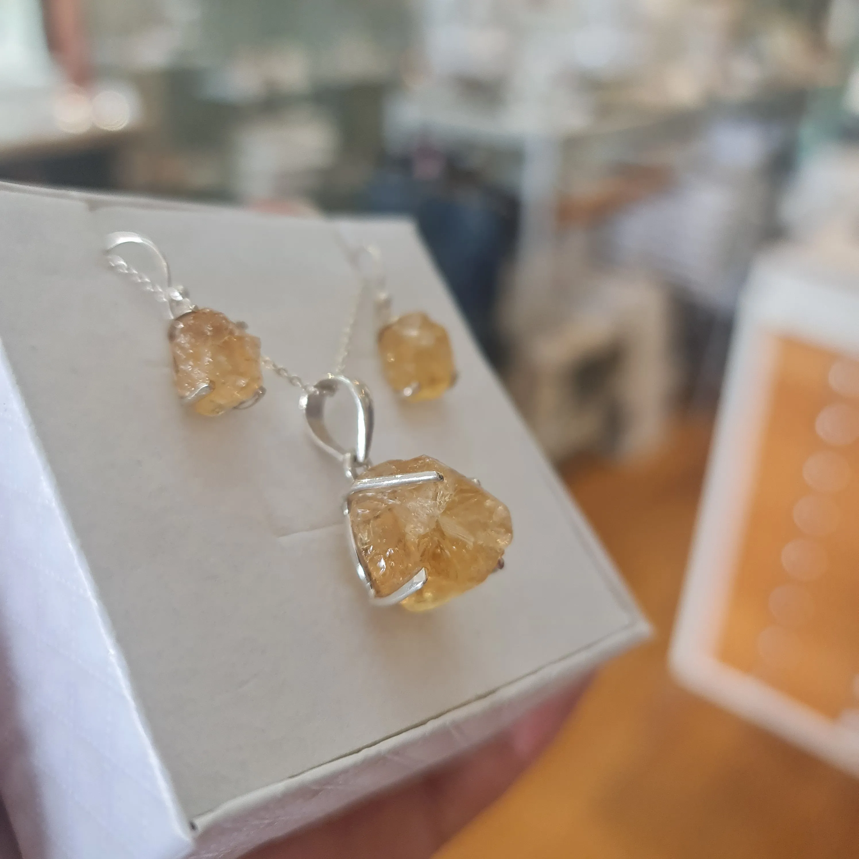 Citrine rough cut Stone Pendant