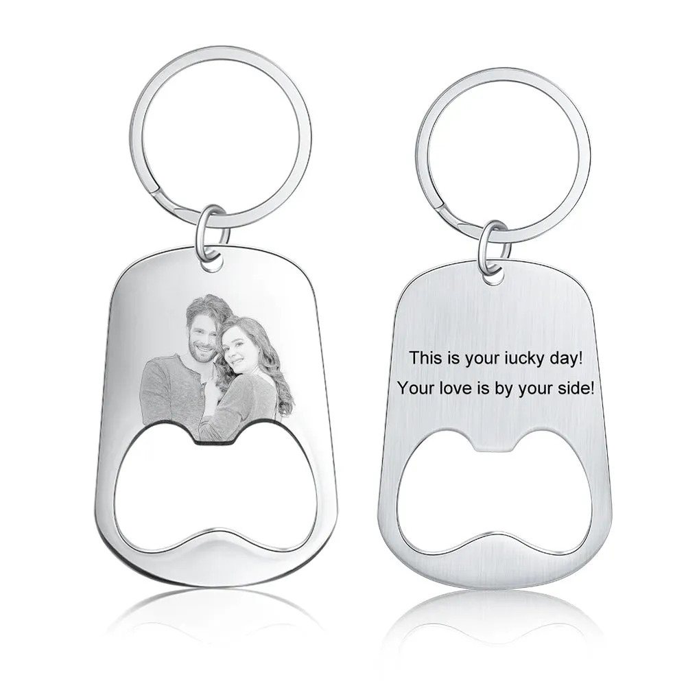 Customized Stainless Steel Name Engraving Photo Keychain