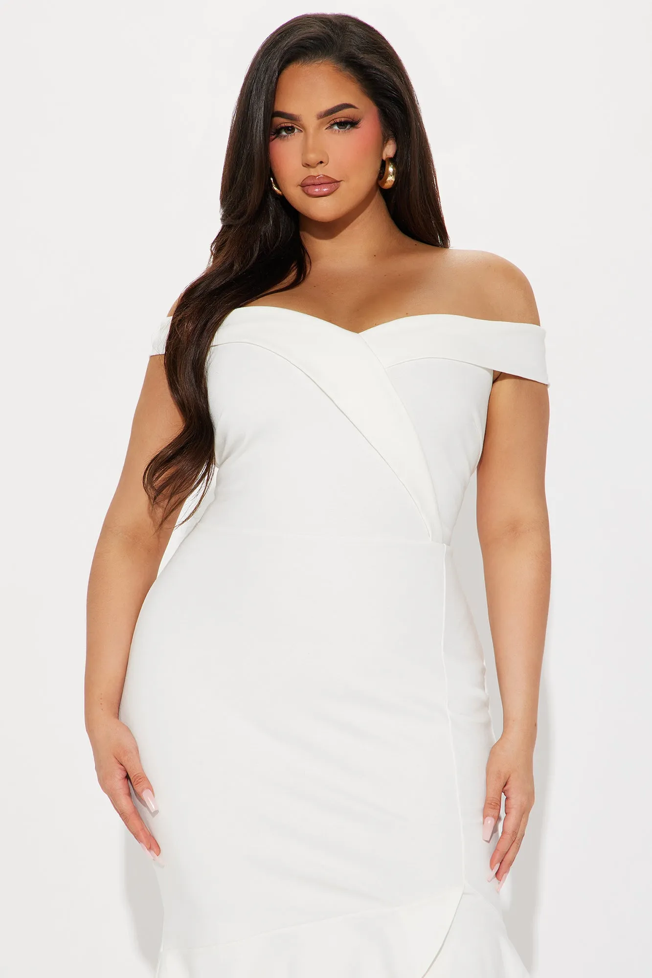 Eloise Off Shoulder Midi Dress - White