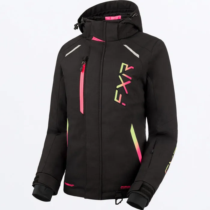 FXR Women's Pulse Jacket Black/Kiwi E-Pink Fade