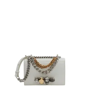 Jewelled Knuckle Satchel Mini, Ivory