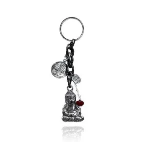 Keychain with Buddha and St. Bendictus Charms