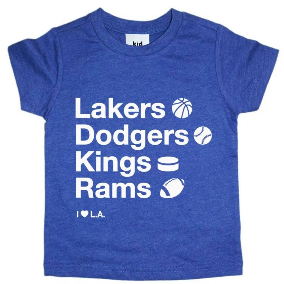 lakers dodgers kings rams tee in blue