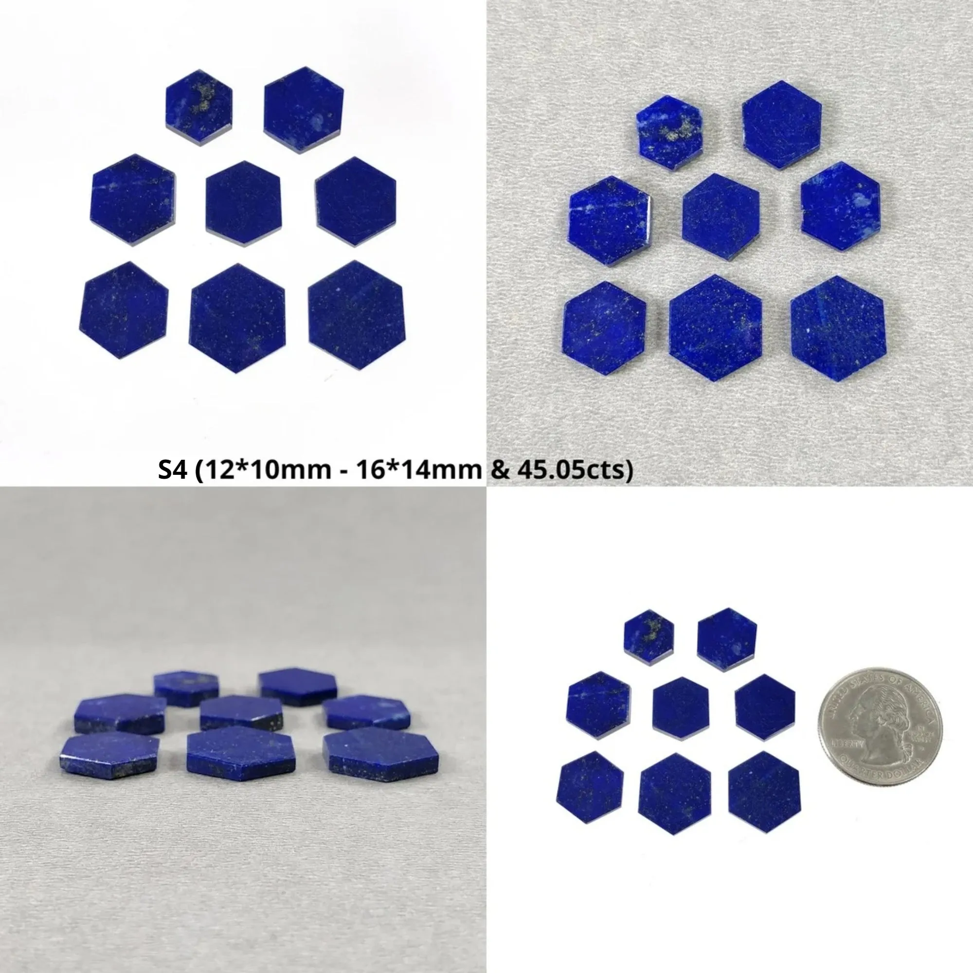 Lapis Lazuli Gemstone Cabochon Checker Cut & Flat Slices : Natural Untreated Blue Lapis Hexagon Cushion And Briolette Oval Shape