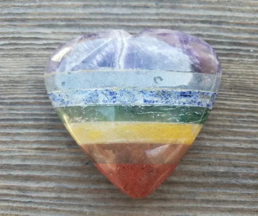 LARGE NATURAL Rainbow STONE GEMSTONE PUFFY HEART