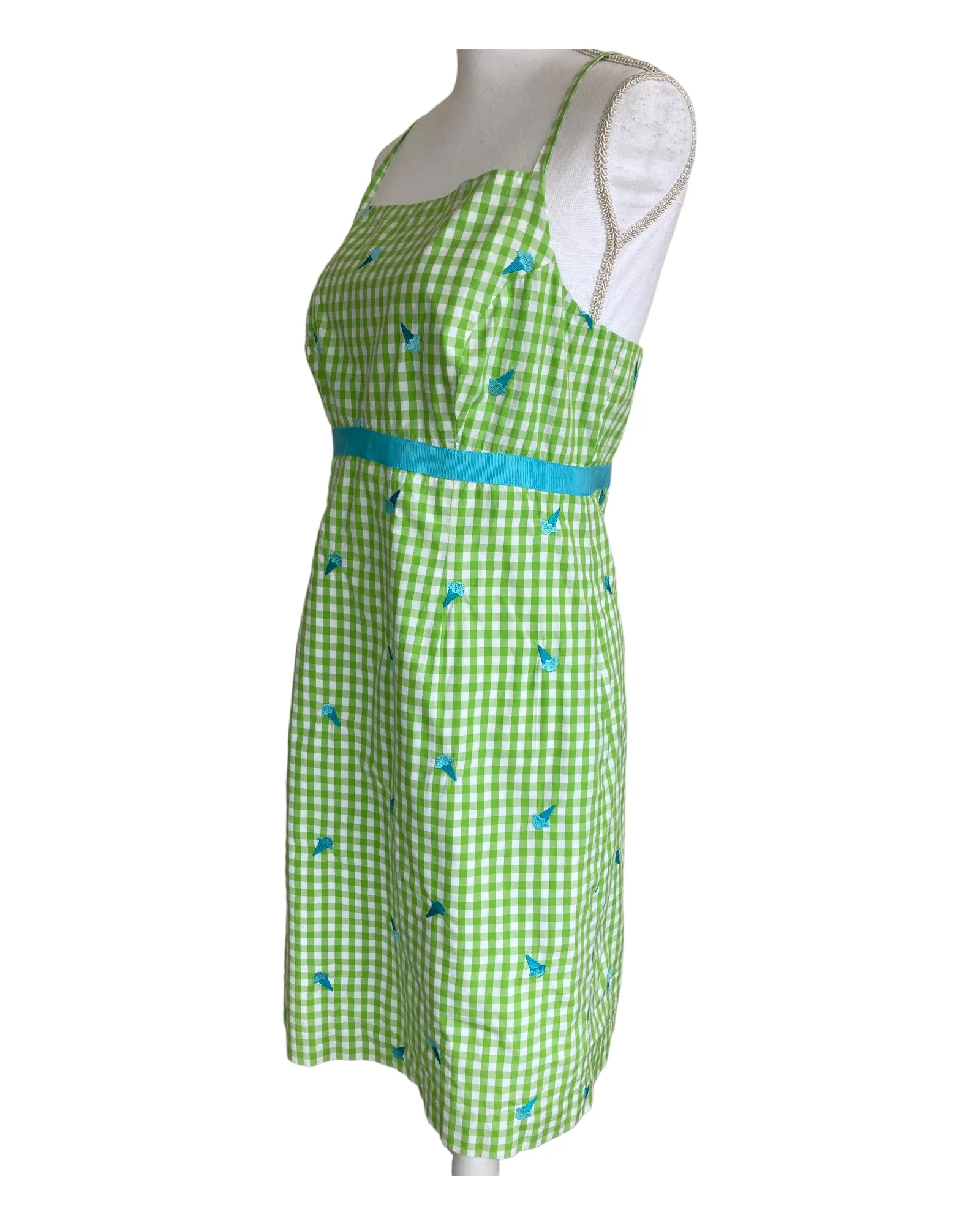 Lilly Pulitzer Green Check Ice Cream Dress, 10