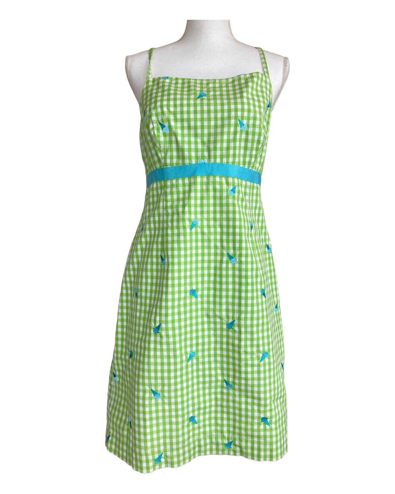 Lilly Pulitzer Green Check Ice Cream Dress, 10