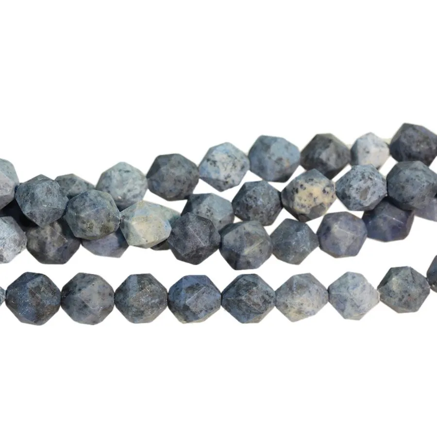 MATTE Dumortierite 8mm Star Cut Round - 15-16 Inch