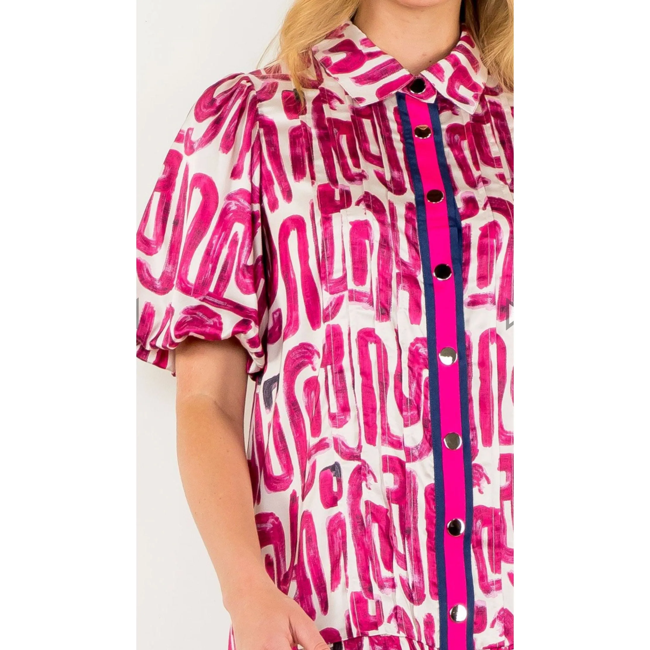 Nadine Button Up Print THML Dress