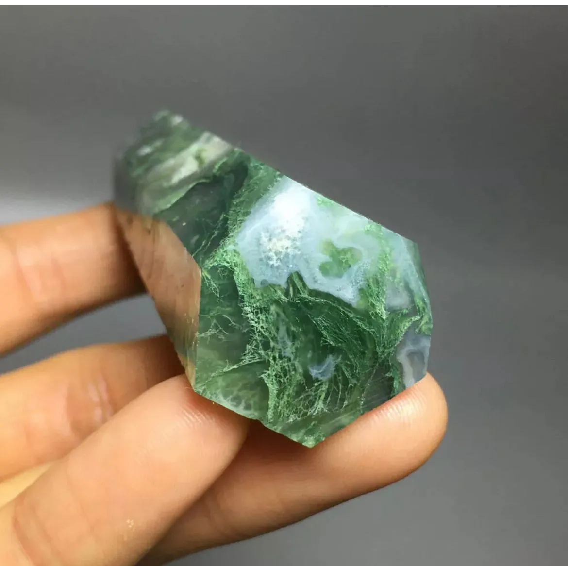 NATURAL moss agate gemstone  tower Wand