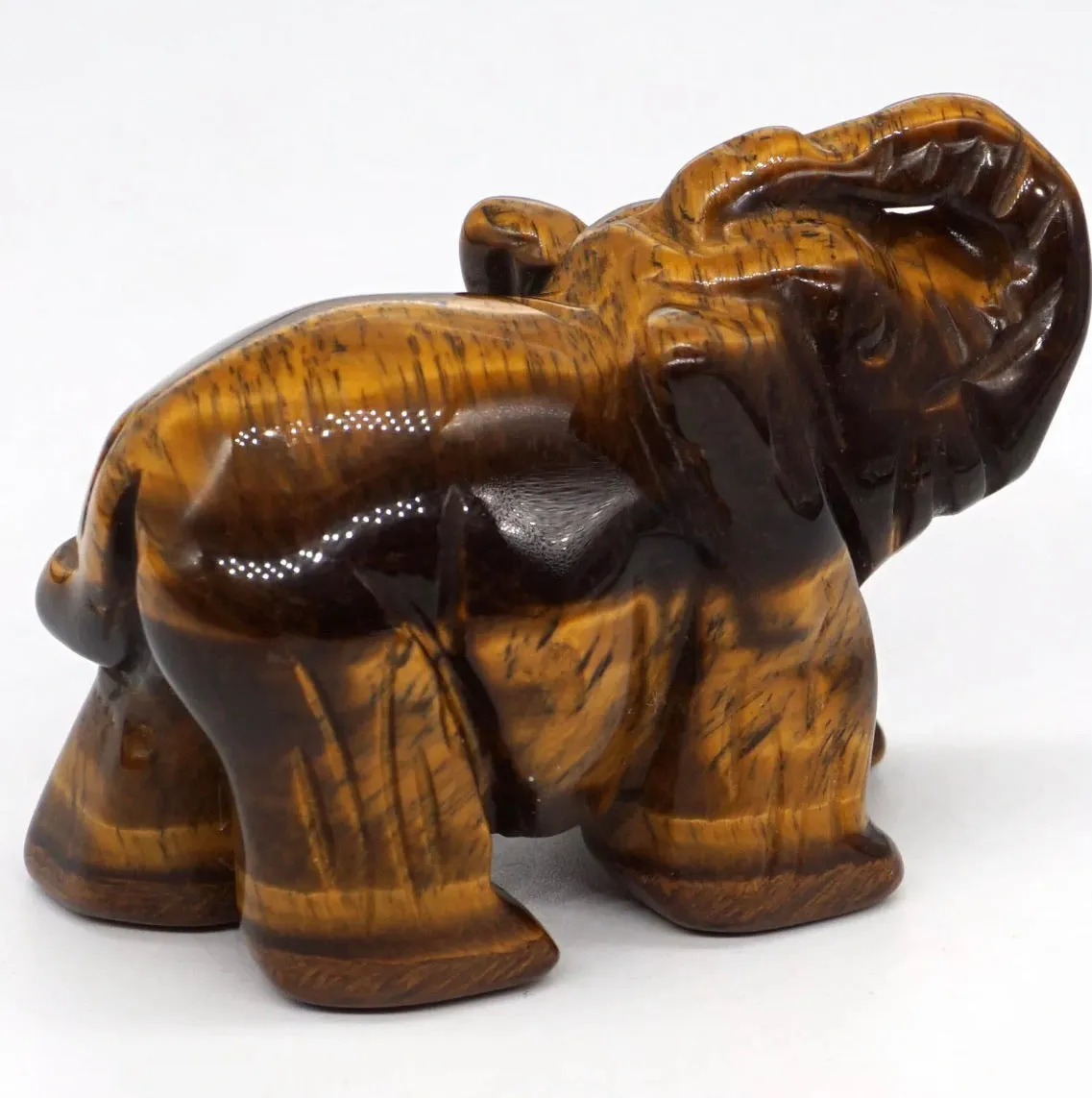 Natural Yellow Tiger Eye Gemstone  Hand-Carved Elephant Gift