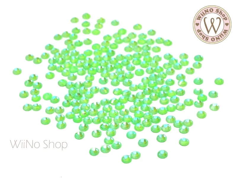 Neon Green Iridescent Round Flatback Crystal (ss6-ss30)