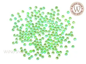 Neon Green Iridescent Round Flatback Crystal (ss6-ss30)