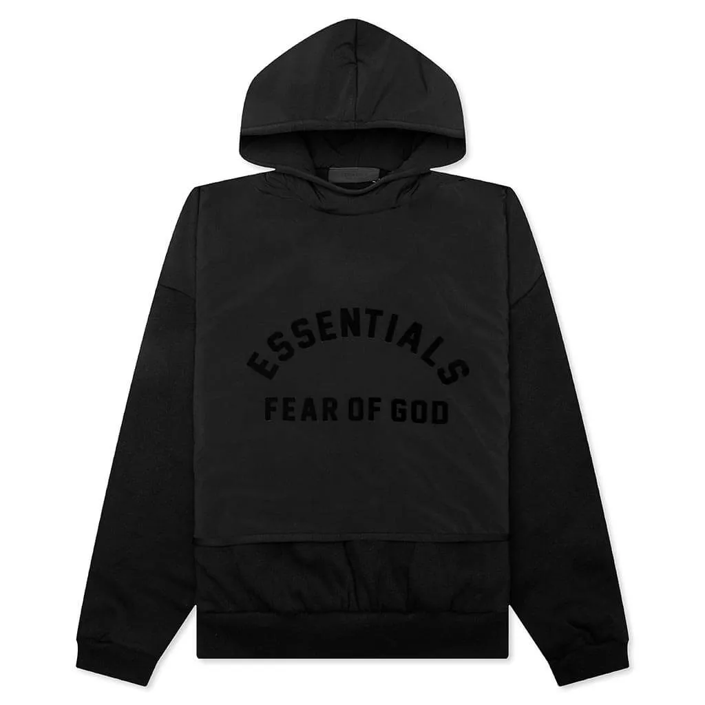 Nylon Fleece Hooded Sweater - Jet Black