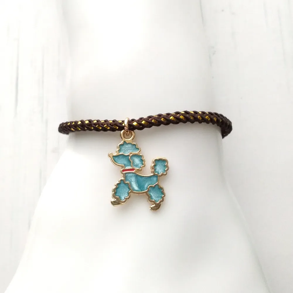 Olivia 2 Blue Poodle Metallic Cord Slider Bracelet