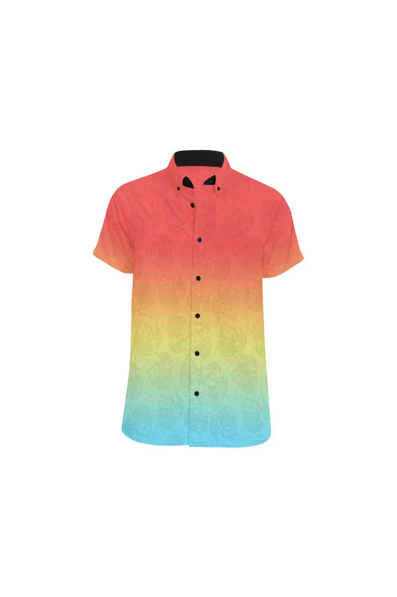 Ombre Kitty Kat Men's All Over Print Short Sleeve Shirt (Model T53)