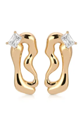 Organic 18k Gold Plated Winding Crystal Earrings