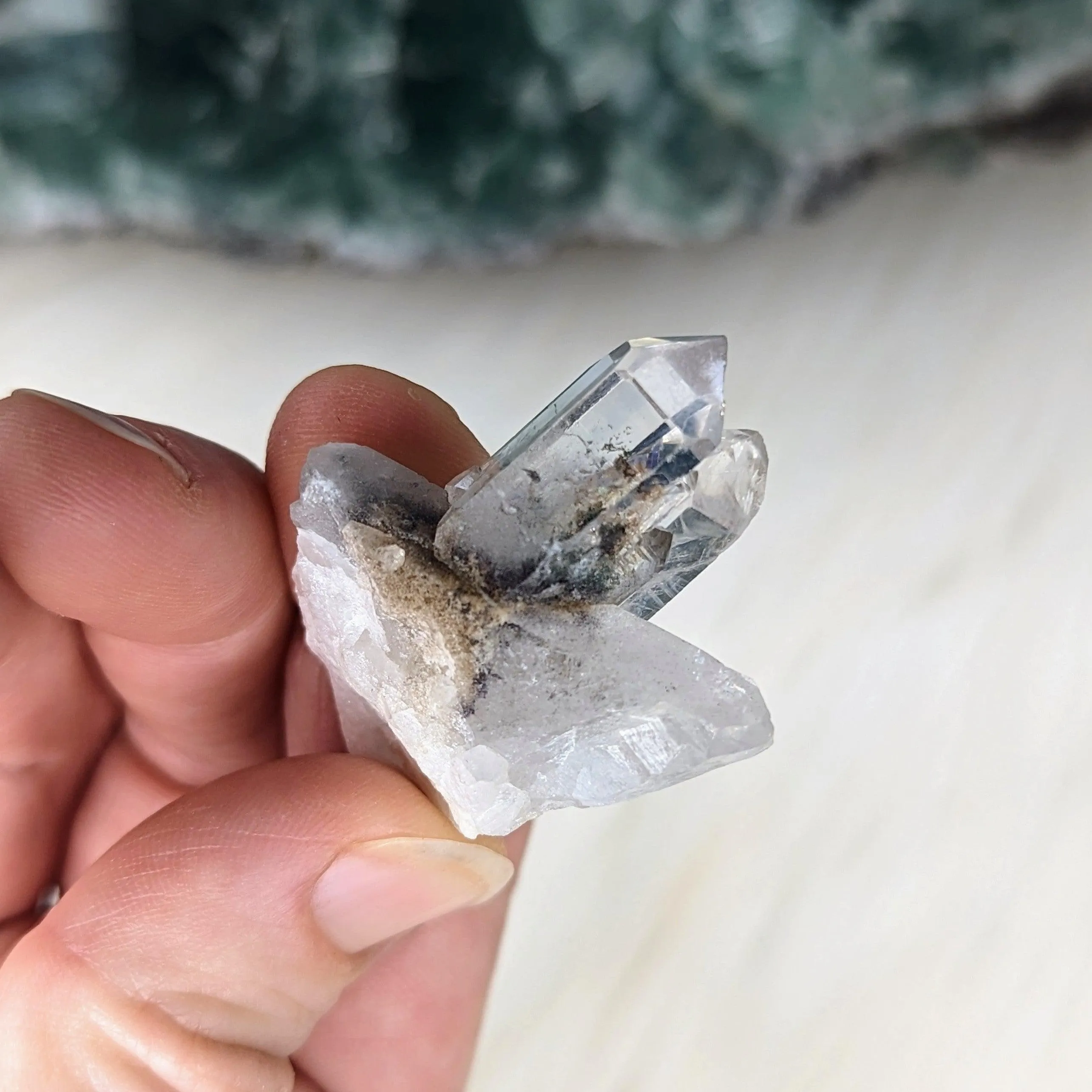 Pearly Angel Aura Phantom Quartz Small Cluster from Brazil ~ Angelic Vibrations