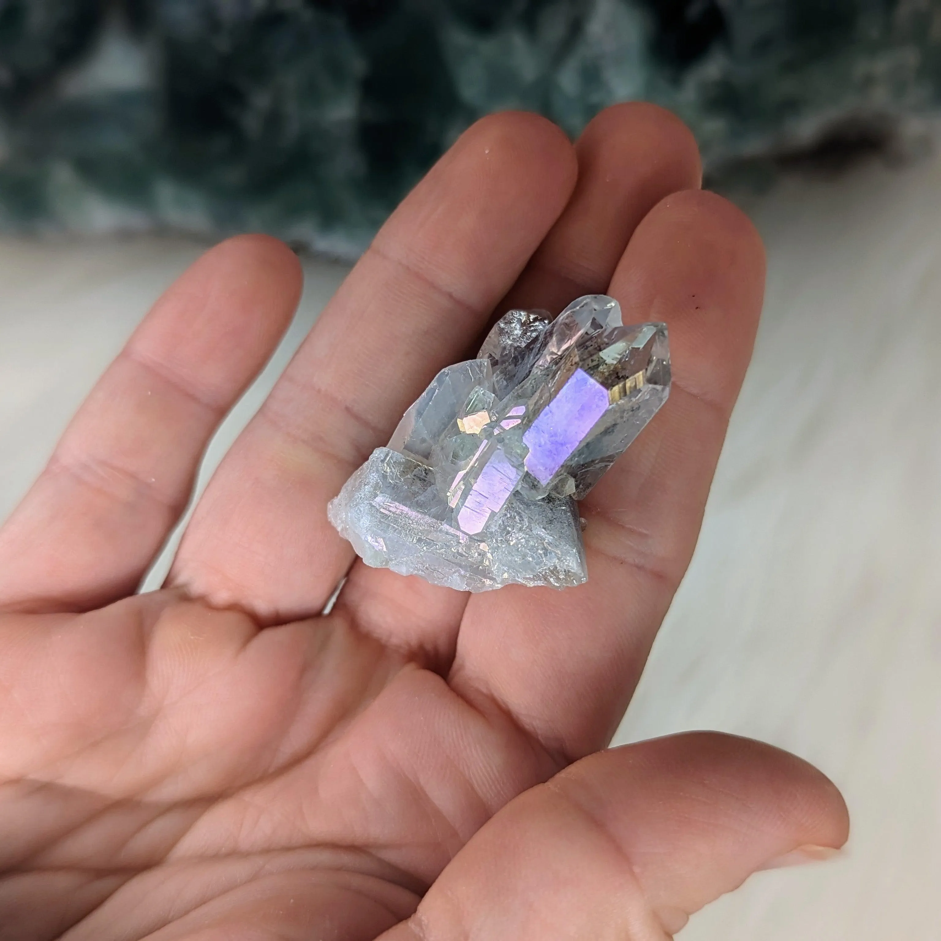 Pearly Angel Aura Phantom Quartz Small Cluster from Brazil ~ Angelic Vibrations