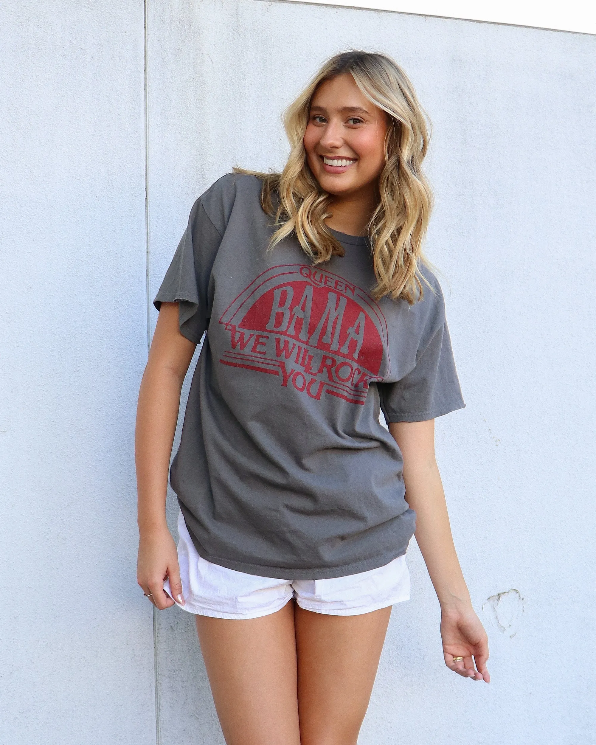 Queen University of Alabama Will Rock You Off Black Thrifted Tee