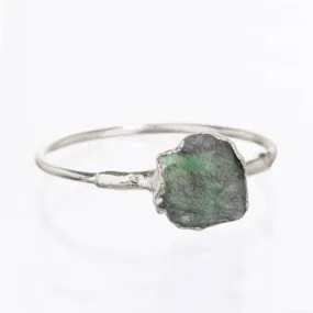 Raw Emerald Ring in Sterling Silver